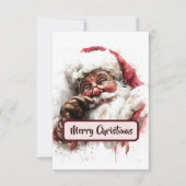 Vintage Santa Photo & Merry Christmas Text Card Dankeskarte (Vorderseite)