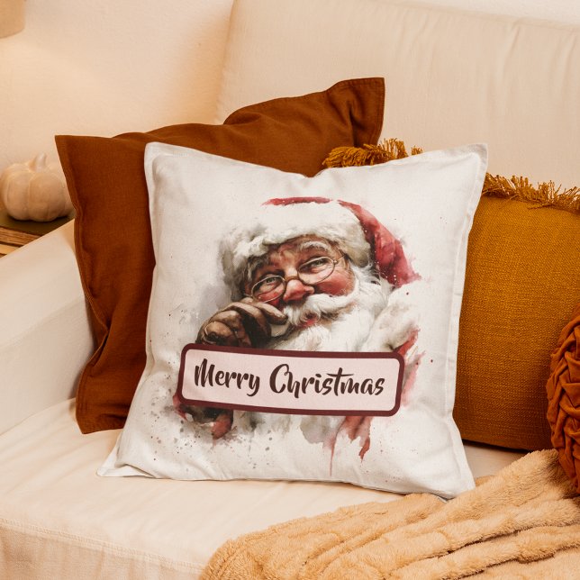 Vintage Santa Photo & Merry Christmas Text Pillow Kissen (Von Creator hochgeladen)