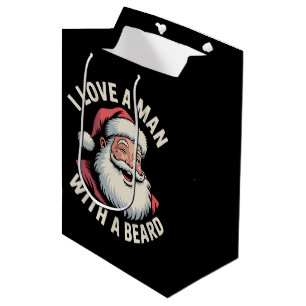 Vintage Santa Retro Ich liebe einen Mann mit Bart Mittlere Geschenktüte