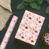 Vintage Santa Retro Rosa Weihnachtsmonografie Geschenkpapier