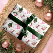 Vintage Santa Retro Rosa Weihnachtsmonografie Geschenkpapier Set