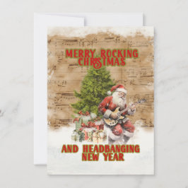 Vintage Santa Rocker Rechteck-Faltkarte
