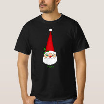 Vintage-Santa-Rot-Kegel-Hut-Weihnachten-Dunkles-T-