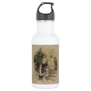 Vintage Santa Schnee Weihnachtsbaum Edelstahlflasche