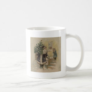 Vintage Santa Schnee Weihnachtsbaum Kaffeetasse
