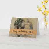 Vintage Santa Schnee Weihnachtsbaum Karte (Gelbe Blume)