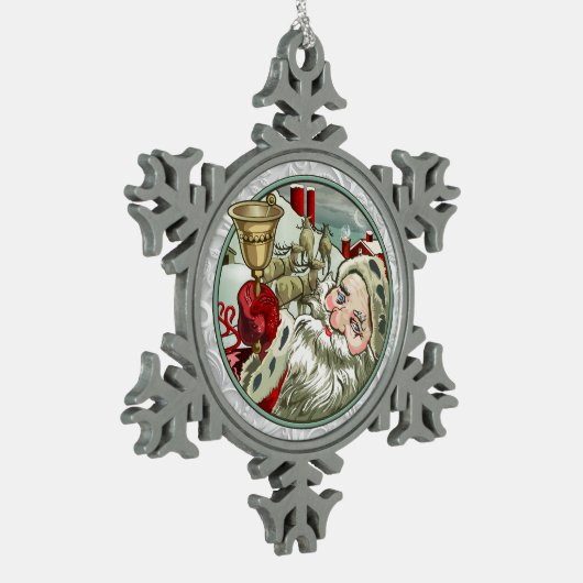 Vintage Santa Snowflake Framed Ornament (Links)