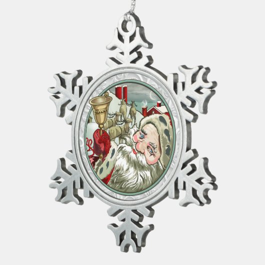 Vintage Santa Snowflake Framed Ornament (Rechts)