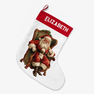 Vintage Santa Traditionelles Weihnachten Großer Weihnachtsstrumpf