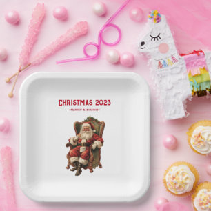 Vintage Santa Traditionelles Weihnachten Pappteller
