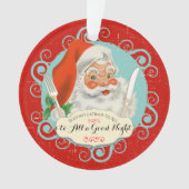 Vintage Santa Utensilien Feinschmecker kulinarisch Ornament (Vorderseite)