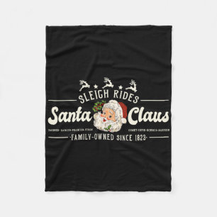 Vintage Santa Weihnachts-Schlittenfahrten Rentiere Fleecedecke