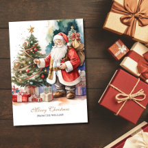 Vintage Santa & Weihnachtsbaum personalisiert