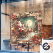 Vintage Santa-Window-Verkleidung Fensteraufkleber (Café-Fenster)