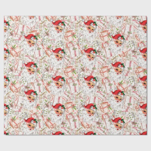 Vintage Santa Wrapping Paper Geschenkpapier (Saum)