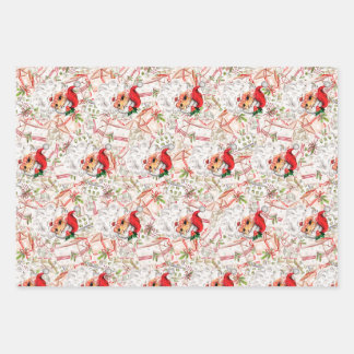 Vintage Santa Wrapping Paper Sheet Set, Santa Geschenkpapier Set