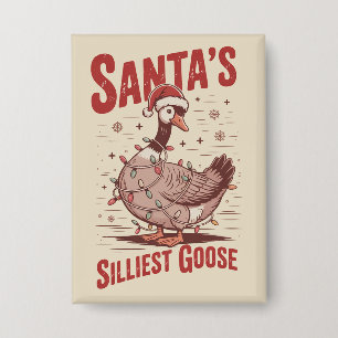 Vintage Santas dümmste Gans Lustige Weihnachten 90 Button