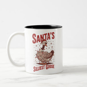 Vintage Santas dümmste Gans Lustige Weihnachten 90 Zweifarbige Tasse