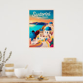 Vintage Santorini-Reise - Santorini-Architektur Poster (Küche)