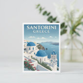 Vintage Santorini Travel Postkarte (Stehend Vorderseite)