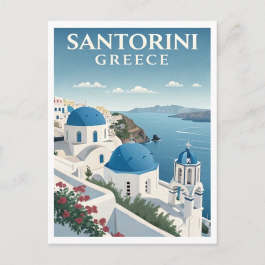 Vintage Santorini Travel Postkarte (Vorderseite)
