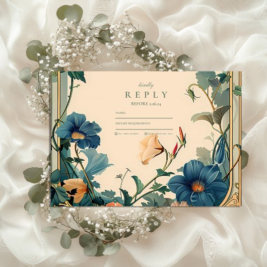 Vintage Saphir Blütenzange RSVP Karte