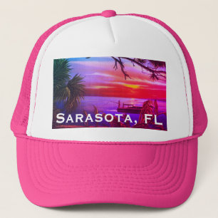 Vintage Sarasota, FL Beach Sunset - Golf von Mexik Truckerkappe
