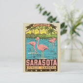 Vintage Sarasota Flamingo Card Postkarte (Stehend Vorderseite)