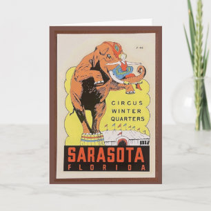 Vintage Sarasota Zirkus Grußkarte Karte