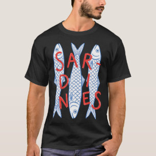 Vintage Sardinen Dosenfisch Retro Art T-Shirt