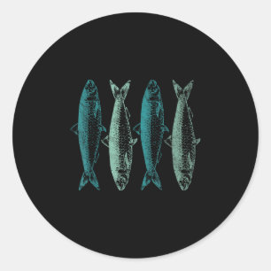 Vintage-Sardinen-Fisch-Kunst-Dosen-Sardinenliebhab Runder Aufkleber