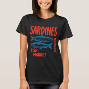 Vintage Sardinen Fischmarkt â€” Retro Coastal Blu T-Shirt