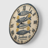 Vintage Sardines Große Wanduhr (Winkel)