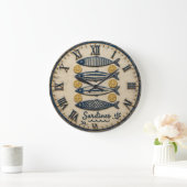 Vintage Sardines Große Wanduhr (Zuhause)