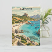 Vintage Sardinia Italy Mediterranean Scenery Karte (Stehend Vorderseite)