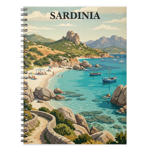 Vintage Sardinia Italy Mediterranean Scenery Notizblock (Vorderseite)