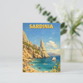 Vintage Sardinia Travel Cala Goloritzé Postkarte (Stehend Vorderseite)