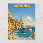 Vintage Sardinia Travel Cala Goloritzé Postkarte (Vorderseite)