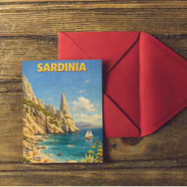 Vintage Sardinia Travel Cala Goloritzé Postkarte