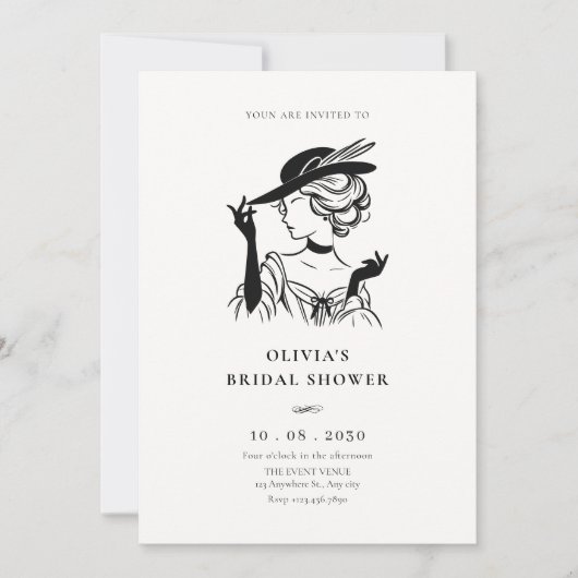 Vintage Sassy Lady elegante BiridDusche Einladung (Vorderseite)