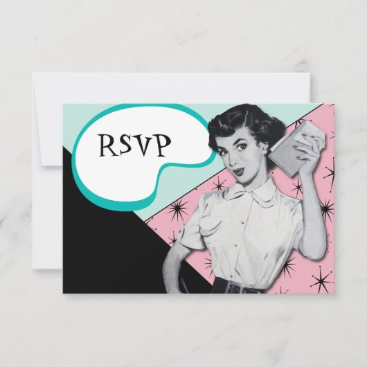 Vintage Sassy Secretary RSVP Card (Vorderseite)
