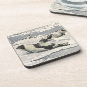 Vintage-Sattelrobben im arktischen Schnee von Loui Getränkeuntersetzer