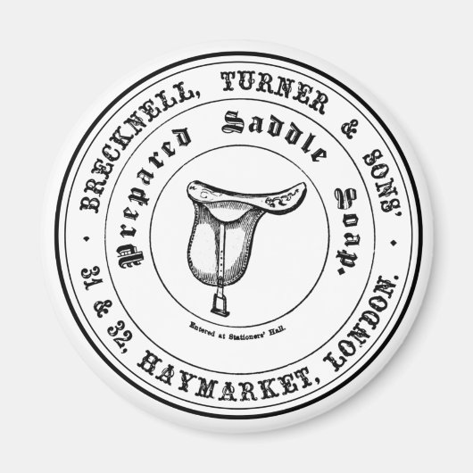 Vintage Sattelseife Bauernhof Schwarz & Weiß Magnet (Vorne)