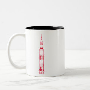 Vintage Saturn-Rakete Weltraumforschung Zweifarbige Tasse