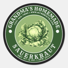 Vintage Sauerkraut-Vorlage Runder Aufkleber