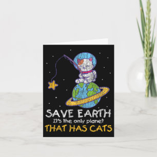 Vintage Save Earth mit Katze Lustiger Earth Day Ca Karte