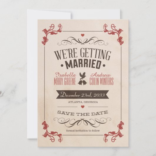 Vintage Save the Date (Vorderseite)