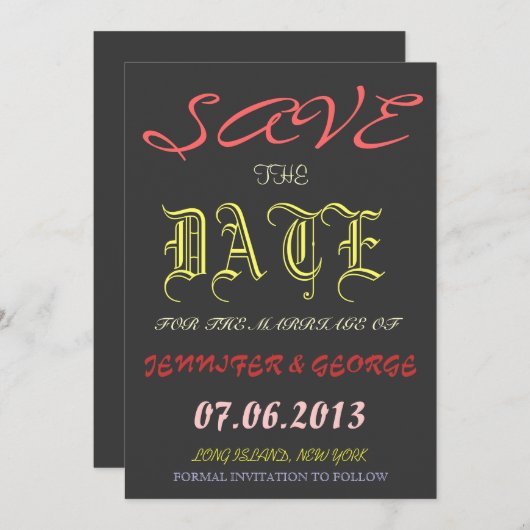 Vintage Save the Date Ankündigung (Vorne/Hinten)