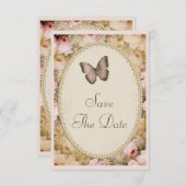 Vintage Save the Date Hochzeitsstipps und Butterfl Einladung (Vorne/Hinten)