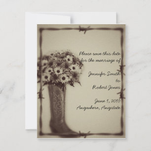 Vintage Save the Date Karte des alten Weststiefels